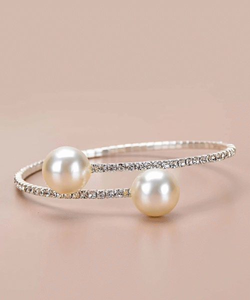 Pearl Open Bangle Bracelet