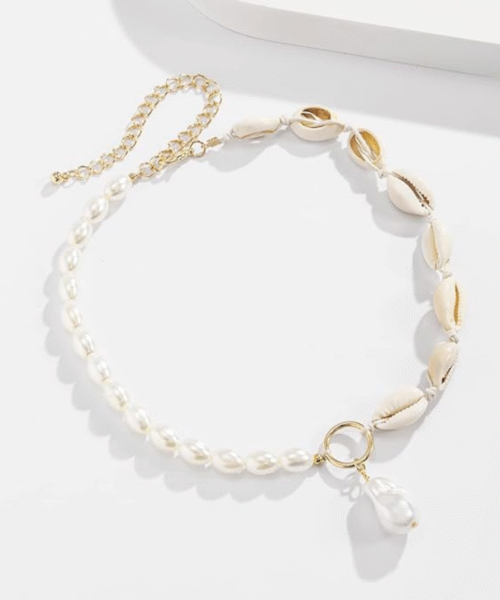Shell  Charm Pearl Necklace